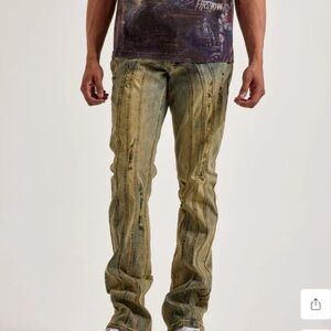 Men's Distressed Tan Jeans